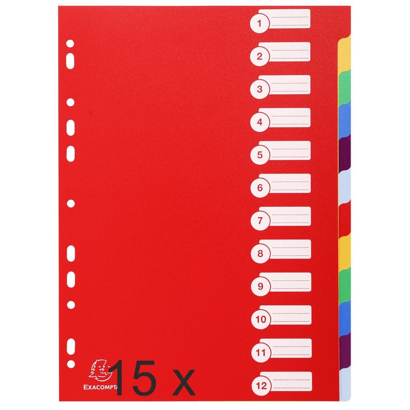 3130632049126-Exacompta - Pack de 15 intercalaires 12 positions - A4 - couleurs assorties - semi rigides-P_400011562_1-0