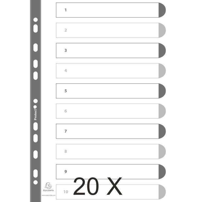 3130638011103-Exacompta - Pack de 20 intercalaires 10 positions numériques - A4 - blanc-P_400011580_1-0