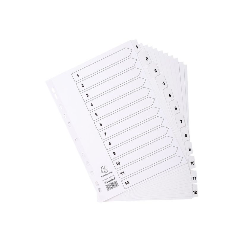 5016196103840-Exacompta - Pack de 25 intercalaires 12 positions numériques - A4 - blanc - touches plast-P_400011583_2-1