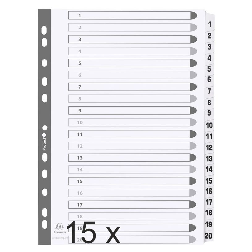 5016196103864-Exacompta - Pack de 15 intercalaires 20 positions numériques - A4 - blanc - touches plast-P_400011584_1-0