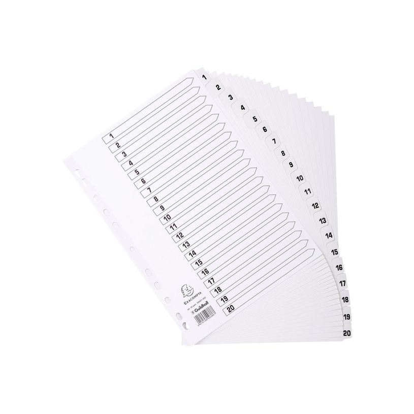 5016196103864-Exacompta - Pack de 15 intercalaires 20 positions numériques - A4 - blanc - touches plast-P_400011584_2-1