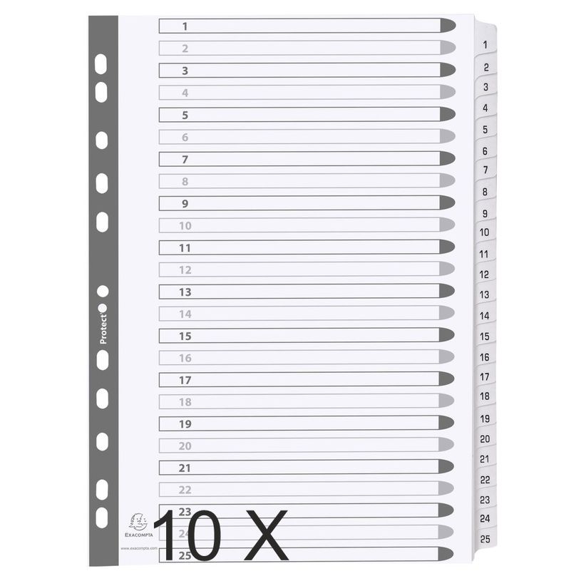 5016196253514-Exacompta - Pack de 10 intercalaires 25 positions numériques - A4 - blanc - touches plast-P_400011585_1-0