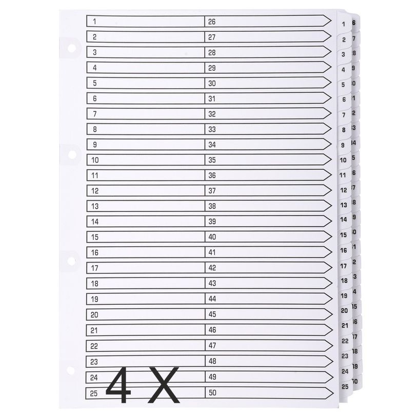 5016196104335-Exacompta - Pack de 4 intercalaires 50 positions numériques - A4 - blanc - touches plasti-P_400011587_1-0