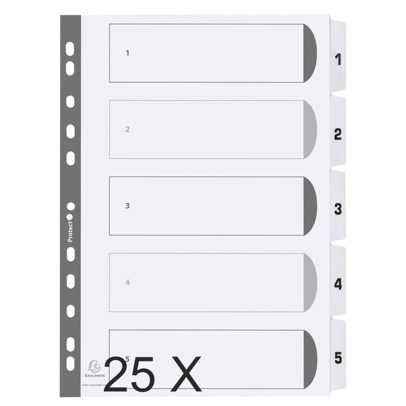 5016196103567-Exacompta - Pack de 25 intercalaires 5 positions numériques - A4 - blanc - touches plasti-P_400011590_1-0