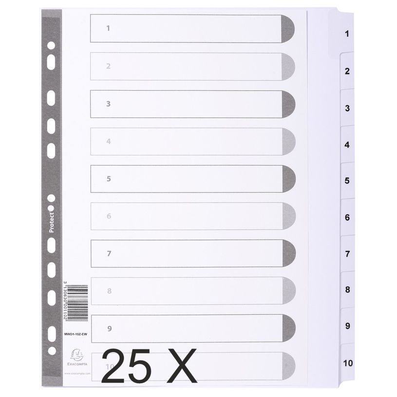 3130632001100-Exacompta - Pack de 25 intercalaires 10 positions numériques - A4 Maxi - blanc - touches -P_400011591_1-0