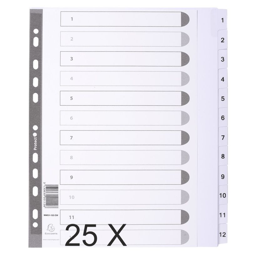 3130632001124-Exacompta - Pack de 25 intercalaires 12 positions numériques - A4 Maxi - blanc - touches -P_400011592_1-0