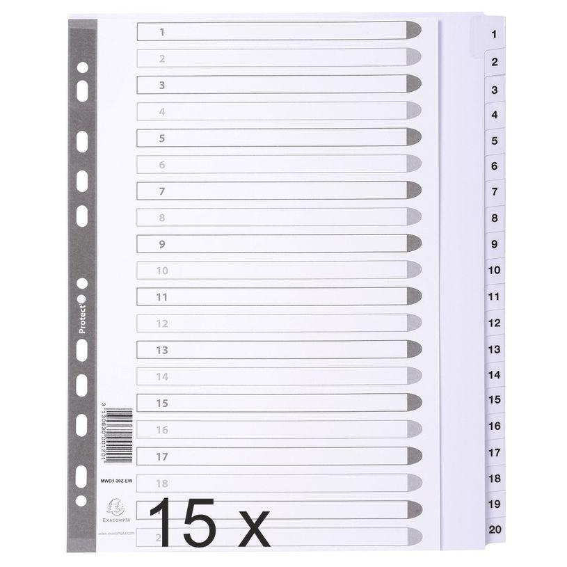 3130632001209-Exacompta - Pack de 15 intercalaires 20 positions numériques - A4 Maxi - blanc - touches -P_400011594_1-0