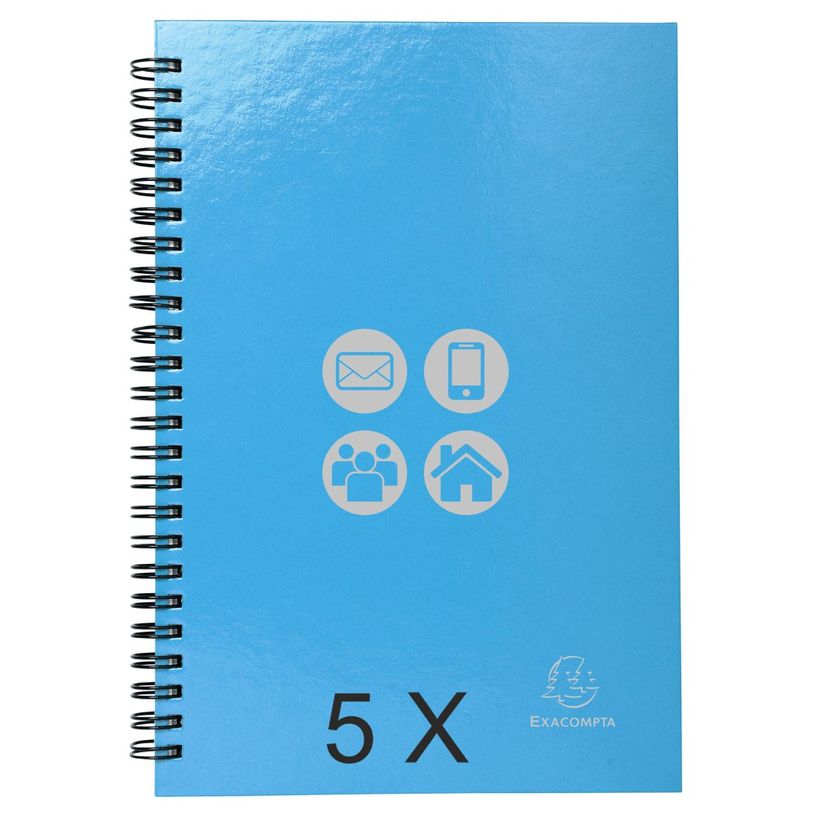 3130631187294-Eaxcompta Iderama - 5 Répertoires à spirale - 22 x 16 cm - 138 pages - couleurs assortie-P_400011603_1-0