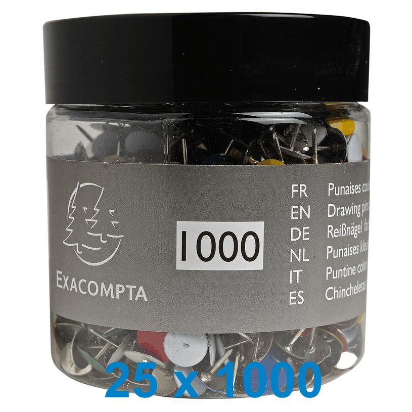 3130632147679-Exacompta - 25 Boîtes de 1000 punaises laitonnées - 9 mm - couleurs assorties-P_400011629_1-0