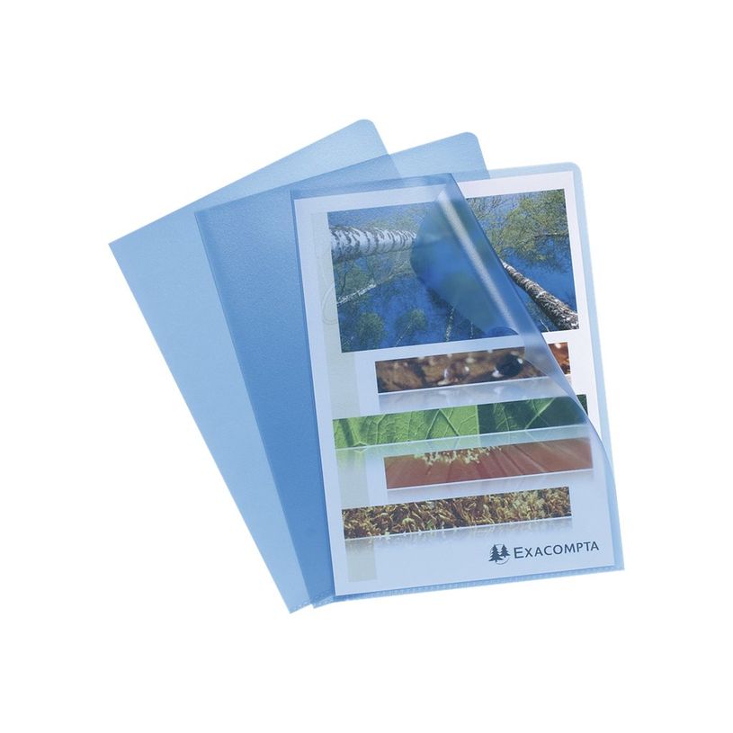3130630585220-Exacompta - 100 Pochettes coin grainées - A4 - 12/100 - bleu-P_400011671_2-1