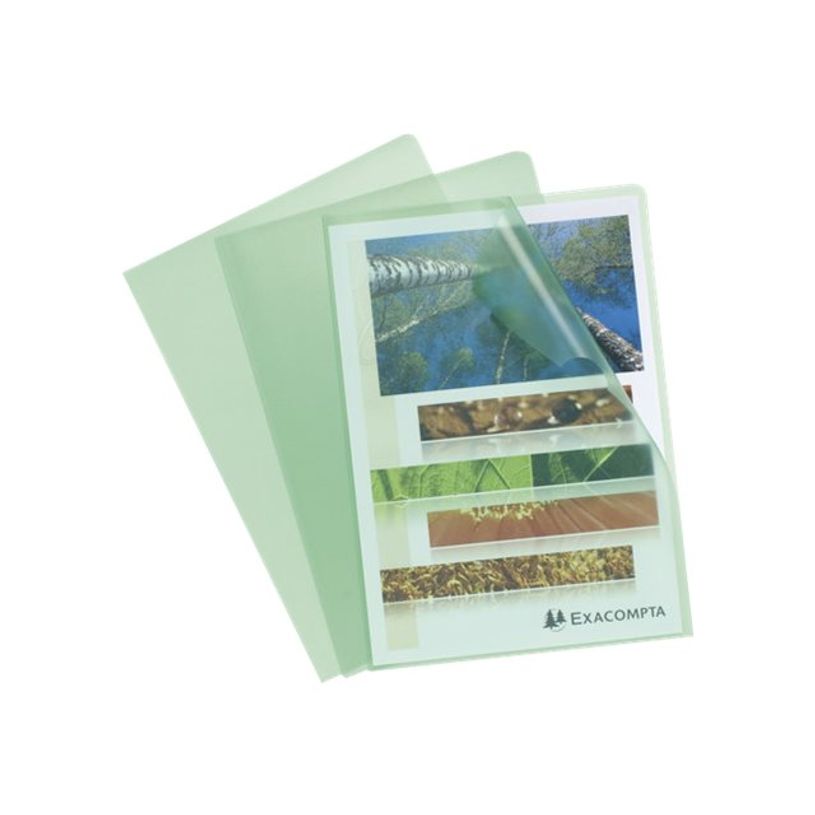 3130630585237-Exacompta - 100 Pochettes coin grainées - A4 - 12/100 - vert-P_400011672_1-0