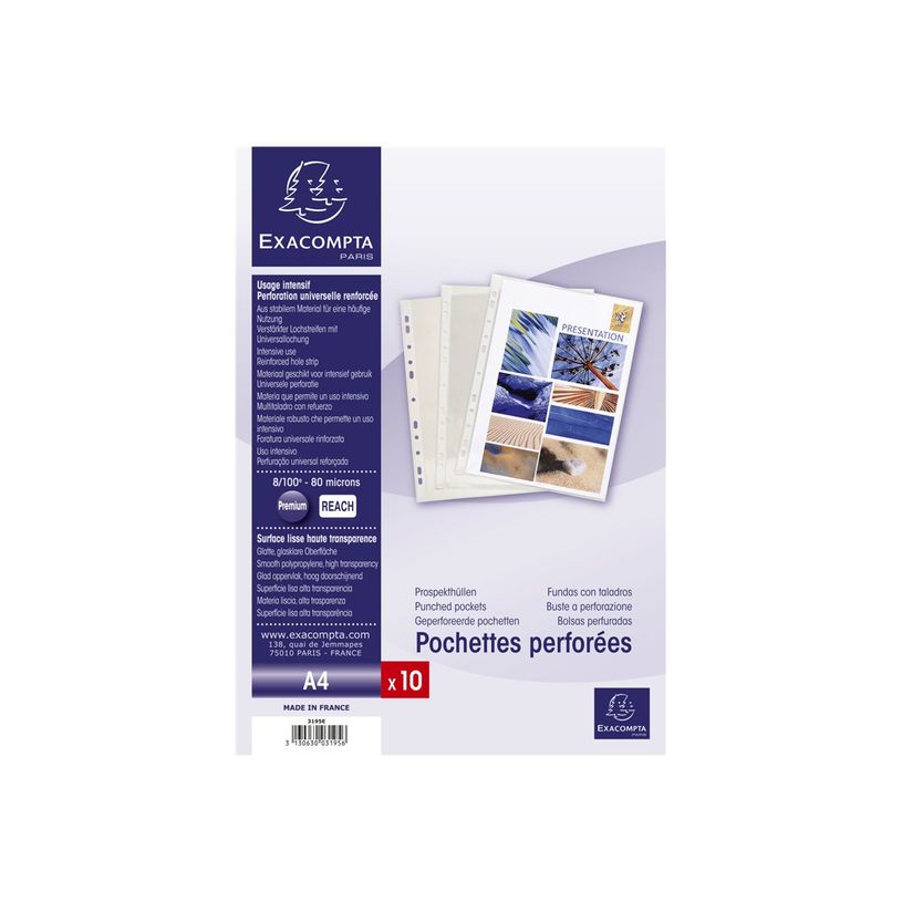 3130630031956-Exacompta - 10 Pochettes perforées - A4 - 8/100 - cristal-P_400011700_4-3