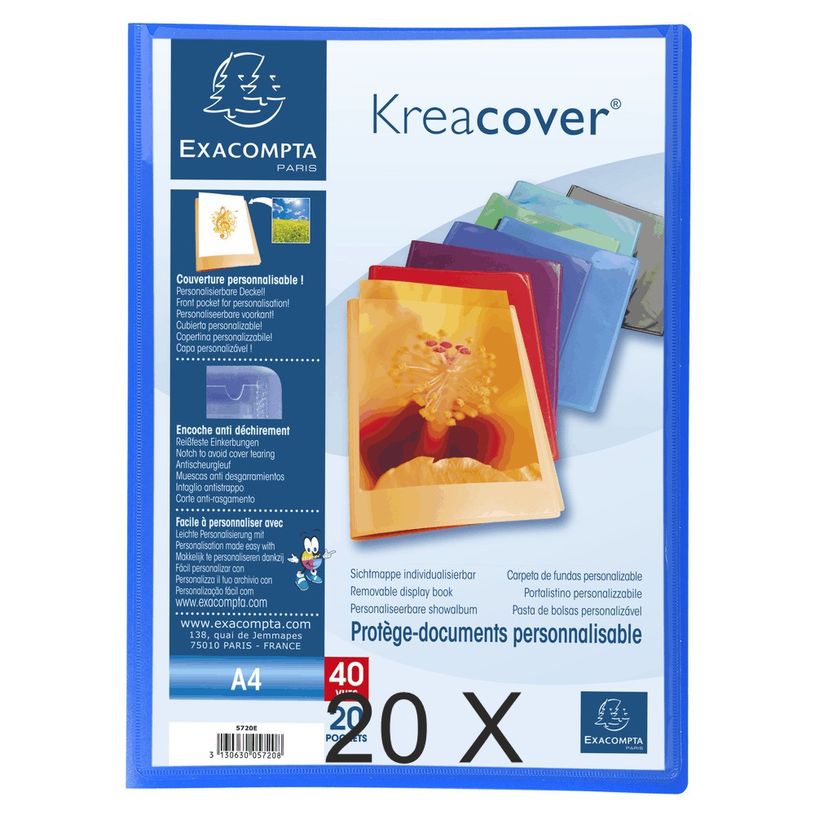 3130631057207-Exacompta Kreacover - 20 Porte vues personnalisables - 40 vues - A4 - couleurs assorties-P_400011778_1-0