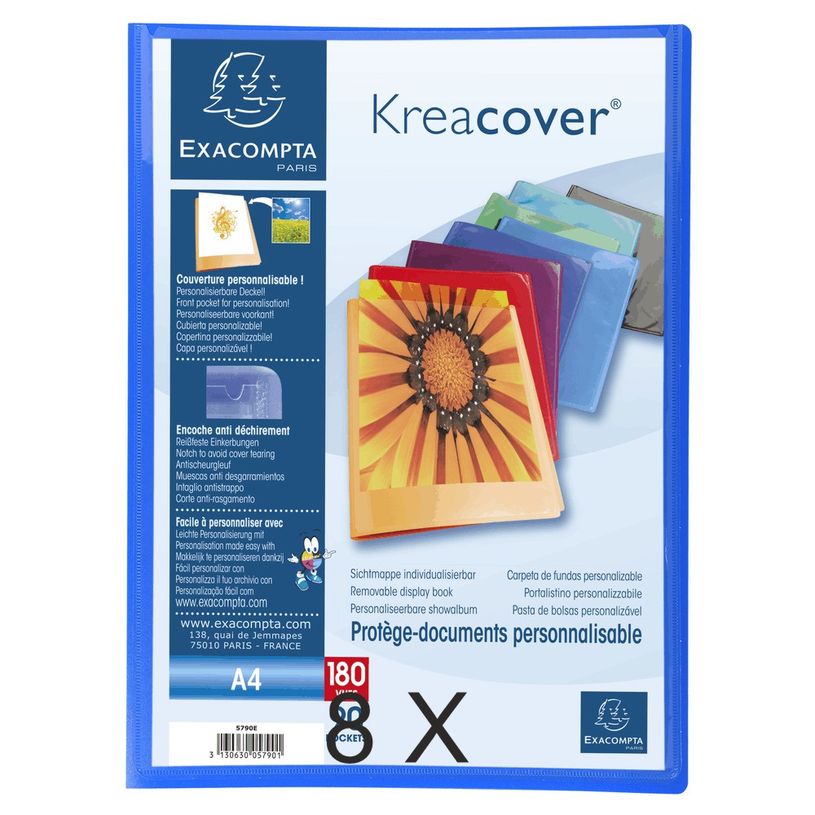 3130632057909-Exacompta Kreacover - 8 Porte vues personnalisables - 180 vues - A4 - couleurs assorties-P_400011784_1-0