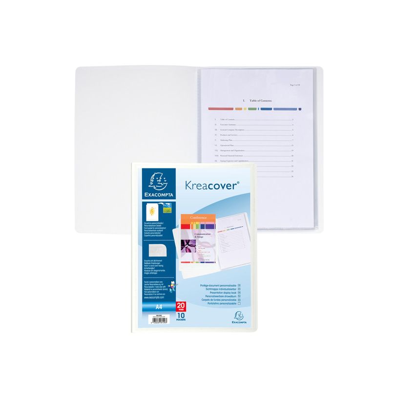 3130632581091-Exacompta Kreacover - 20 Porte vues personnalisables - 20 vues - A4 - blanc-P_400011812_2-1