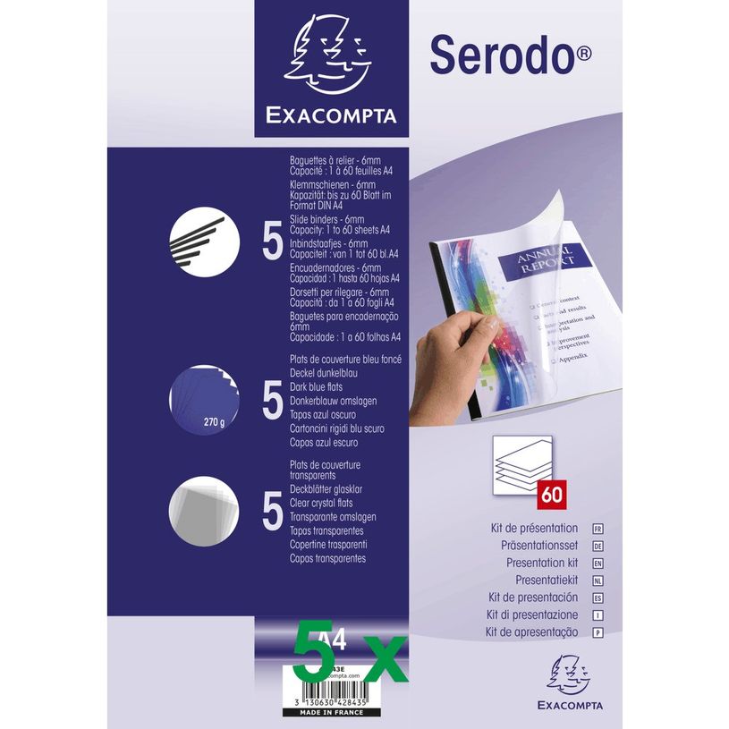 3130632428433-Exacompta Serodo - 5 Kits de présentation pour relier jusqu'à 60 feuilles - bleu-P_400011876_1-0