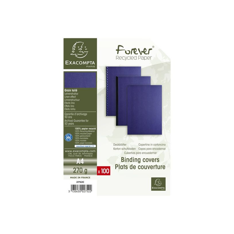 3130632027520-Exacompta Forever - 4 Paquets de 100 couvertures à reliure A4 (21 x 29,7 cm) - 270 g/m² -P_400011878_2-1
