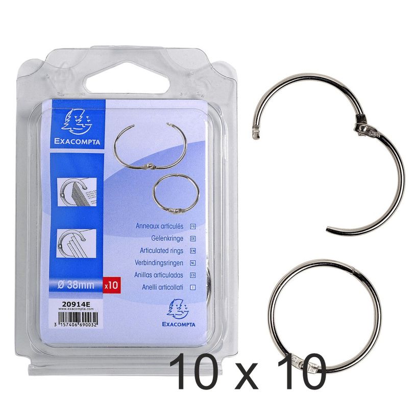3157401003080-Exacompta - 10 Blisters de 10 anneaux articulés - diamètre 38 mm-P_400011888_1-0