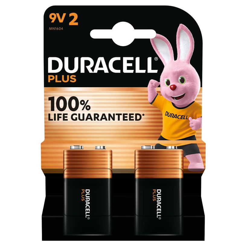 5000394142268-DURACELL 100% Plus - 2 piles alcalines - 9V--0