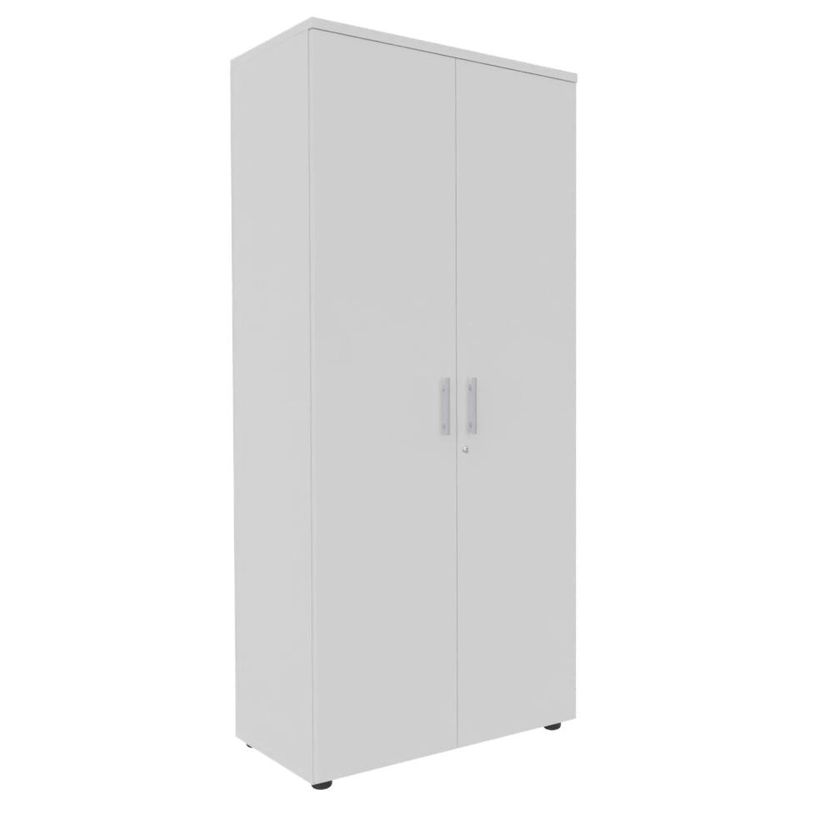 0404000124559-Armoire haute EXPRIM/LOFTER/LEVEL - H180 x L80 x P47 - 2 portes - Corps Blanc perle - Dessus et portes --0