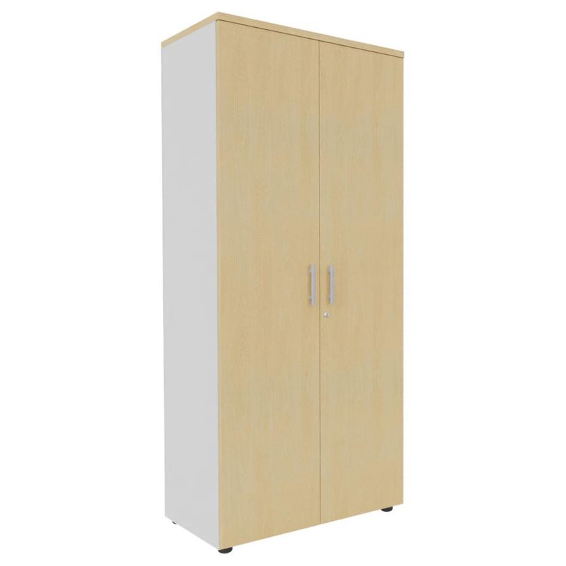0404000124573-Armoire haute EXPRIM/LOFTER/LEVEL - H180 x L80 x P47 - 2 portes - Corps Blanc perle - Dessus et portes --0