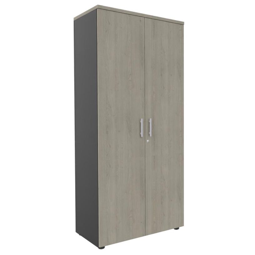0404000124603-Armoire haute EXPRIM/LOFTER/LEVEL - H180 x L80 x P47 - 2 portes - Corps Anthracite - Dessus et portes imit--0