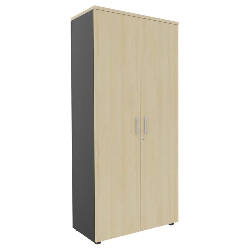 0404000124627-Armoire haute EXPRIM/LOFTER/LEVEL - H180 x L80 x P47 - 2 portes - Corps Anthracite - Dessus et portes i--0