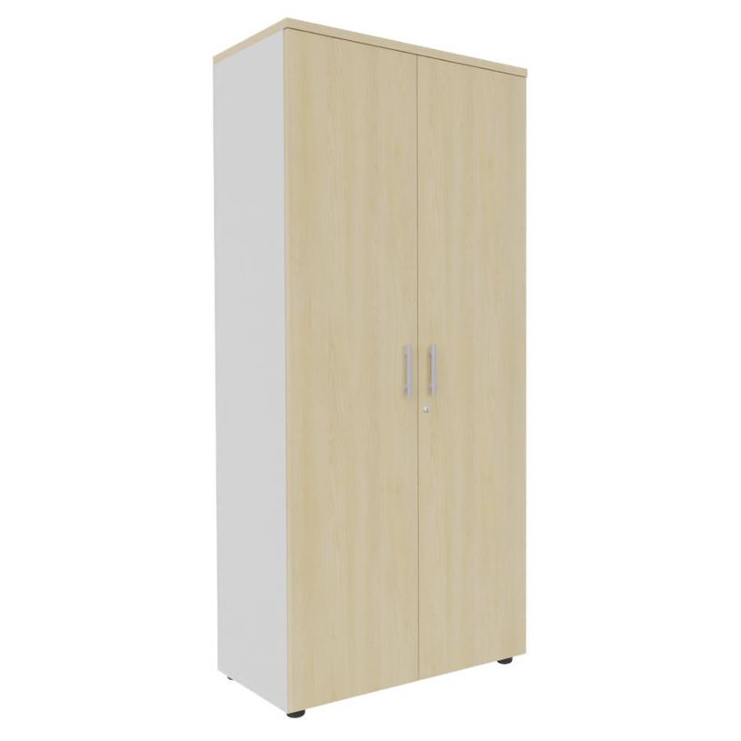 0404000124634-Armoire haute EXPRIM/LOFTER/LEVEL - H180 x L80 x P47 - 2 portes - Corps Blanc perle - Dessus et portes --0