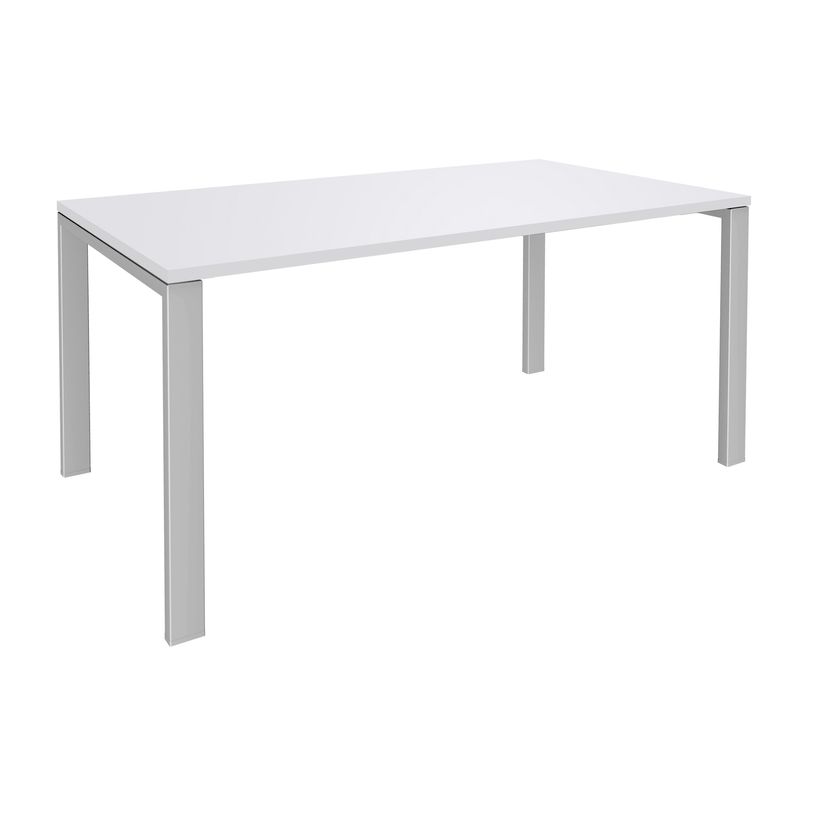 -Bureau simple IRIS - L120 cm - Pieds aluminium - plateau Blanc perle-P_400012063_1-0