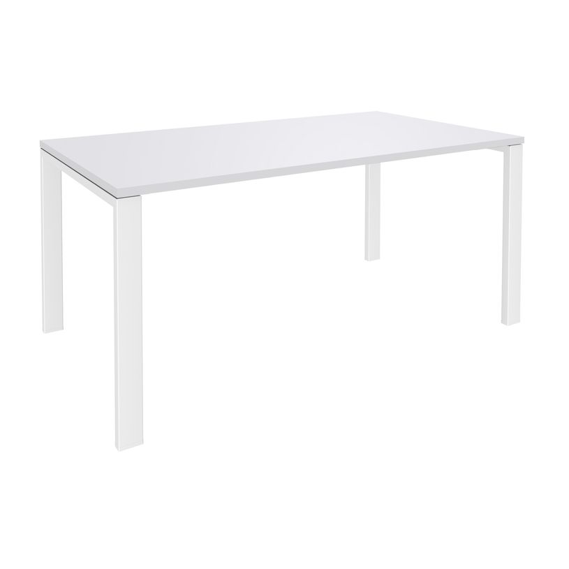 -Bureau simple IRIS - L140 cm - Pieds blanc - plateau Blanc perle-P_400012074_1-0