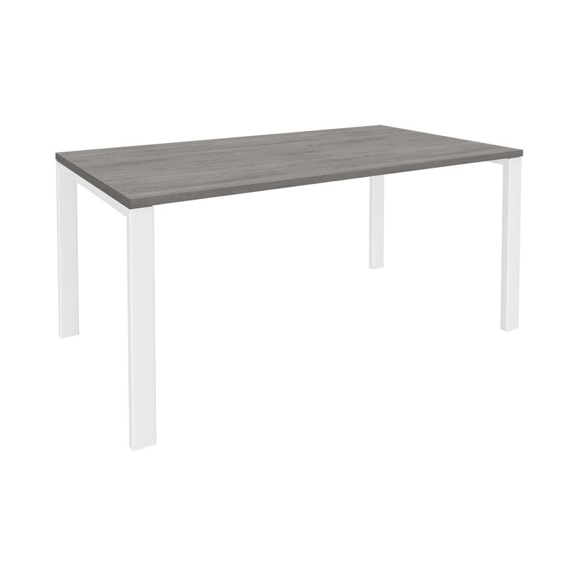 -Bureau simple IRIS - L140 cm - Pieds blanc - plateau imitation Chêne gris-P_400012080_1-0