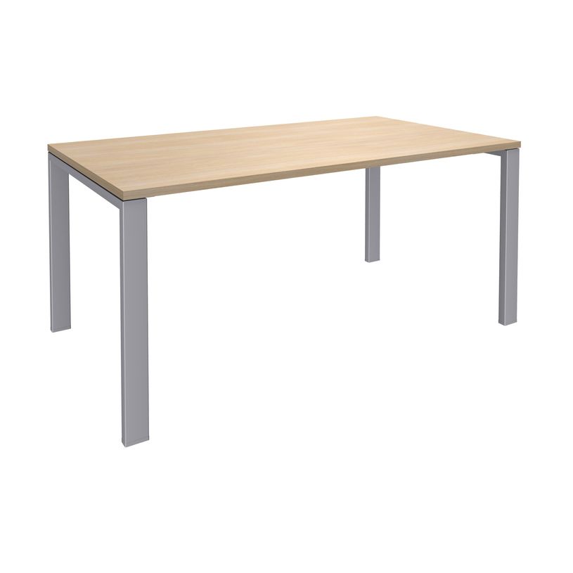 -Bureau simple IRIS - L160 cm - Pieds aluminium - plateau imitation Chêne clair-P_400012085_1-0