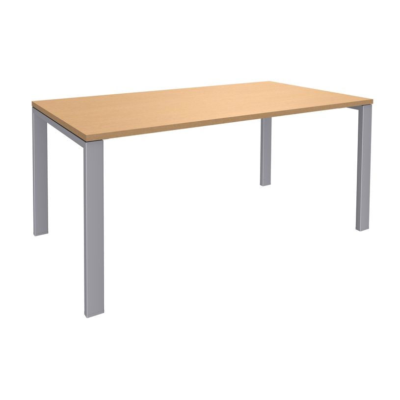 -Bureau simple IRIS - L160 cm - Pieds aluminium - plateau imitation Hêtre-P_400012089_1-0