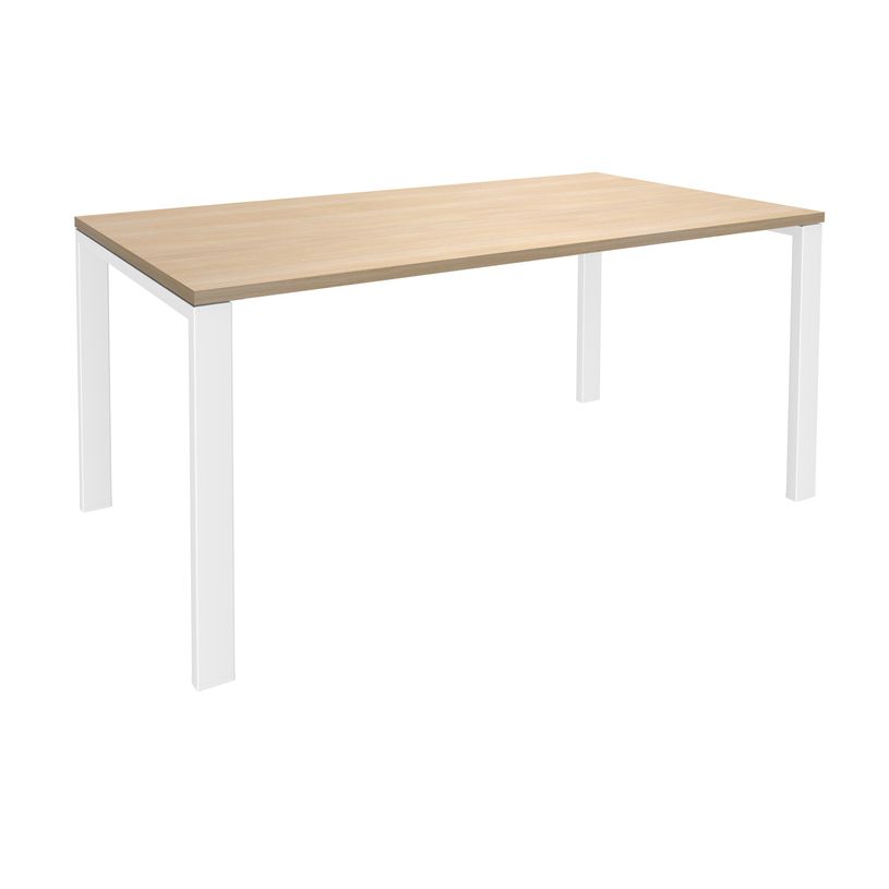 -Bureau simple IRIS - L180 cm - Pieds blanc - plateau imitation Chêne clair-P_400012096_1-0