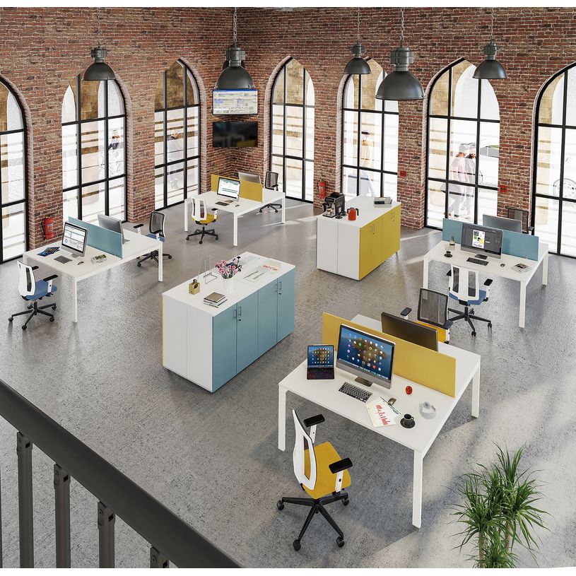 -Bureau Bench IRIS - L120 cm - Plan de départ - Pieds aluminium - plateau imitation Chêne clair-P_400012157_7-2