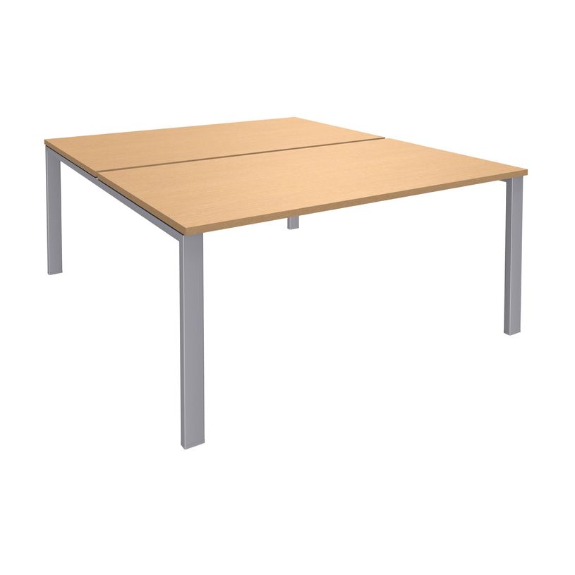 -Bureau Bench IRIS - L120 cm - Plan de départ - Pieds aluminium - plateau imitation Hêtre-P_400012161_1-0