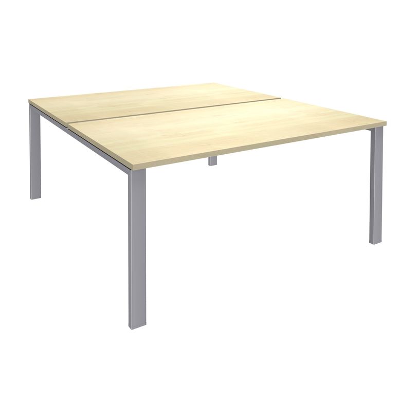 -Bureau Bench IRIS - L120 cm - Plan de départ - Pieds aluminium - plateau imitation Erable-P_400012167_1-0
