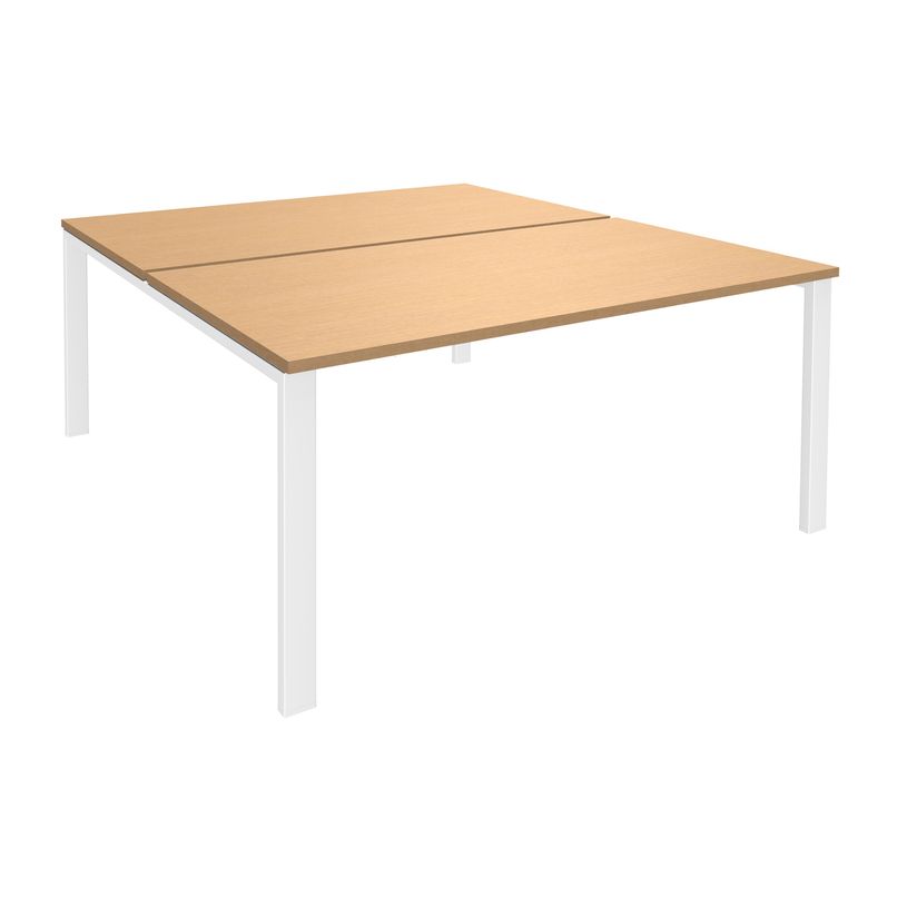 -Bureau Bench IRIS - L140 cm - Plan de départ - Pieds blanc - plateau imitation Hêtre-P_400012172_1-0