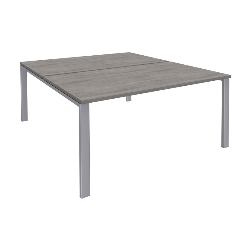 -Bureau Bench IRIS - L140 cm - Plan de départ - Pieds aluminium - plateau imitation Chêne gris-P_400012177_1-0