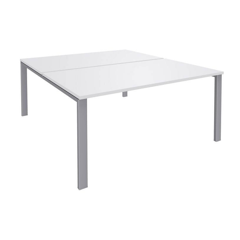 -Bureau Bench IRIS - L160 cm - Plan de départ - Pieds aluminium - plateau Blanc perle-P_400012183_1-0