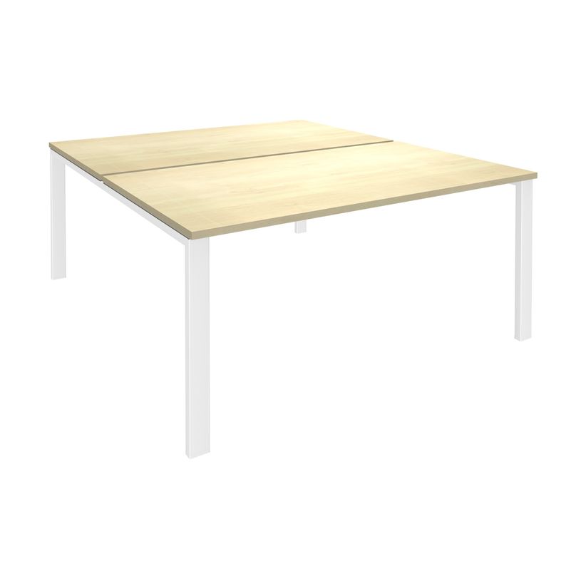 -Bureau Bench IRIS - L160 cm - Plan de départ - Pieds blanc - plateau imitation Erable-P_400012190_1-0