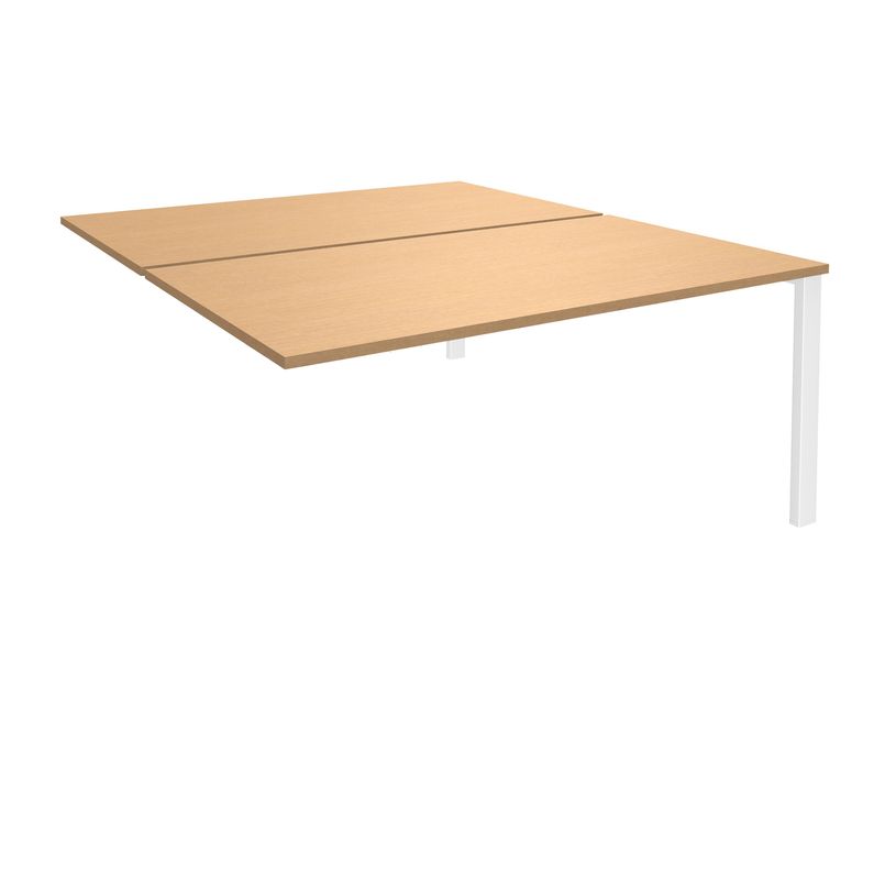 -Bureau Bench IRIS - L140 cm - Plan suivant - Pieds blanc - plateau imitation Hêtre-P_400012220_1-0