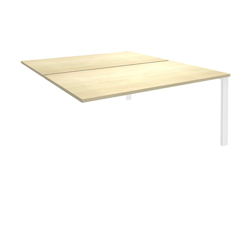 0404000122265-Bureau Bench IRIS - L140 cm - Plan suivant - Pieds blanc - plateau imitation Erable-P_400012226_1-0