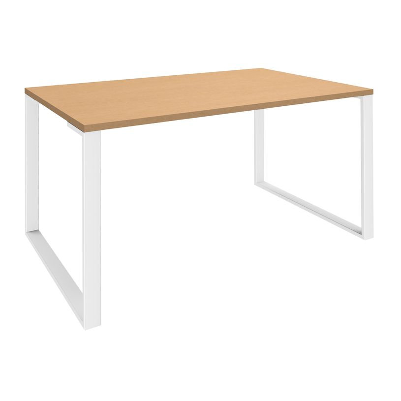 0404000122814-Bureau droit LOFTER - L140 cm - Plateau imitation Hêtre - pied Blanc-P_400012281_1-0