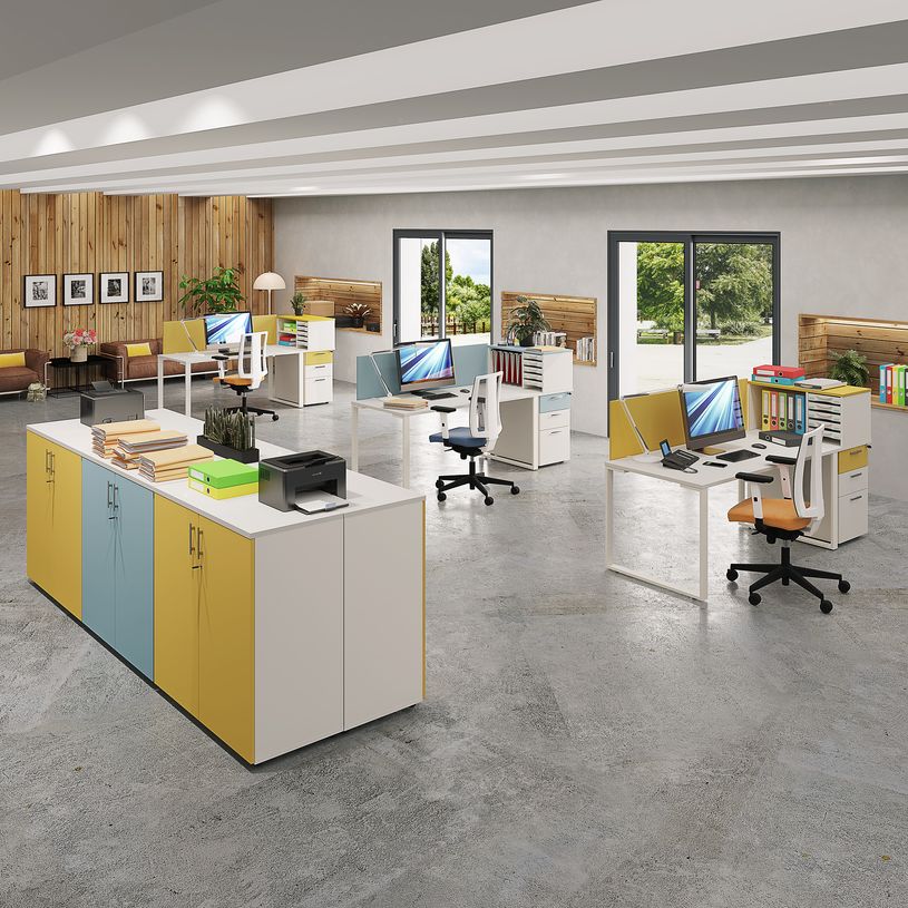 0404000122890-Bureau droit LOFTER - L160 cm - Plateau imitation chêne clair - pied Blanc-P_400012289_4-1