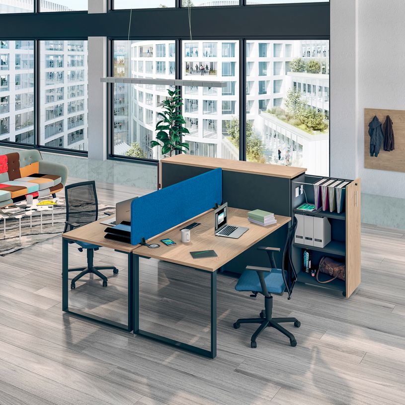 0404000122982-Bureau droit LOFTER - L160 cm - Plateau imitation Erable - pied Carbone-P_400012298_4-1