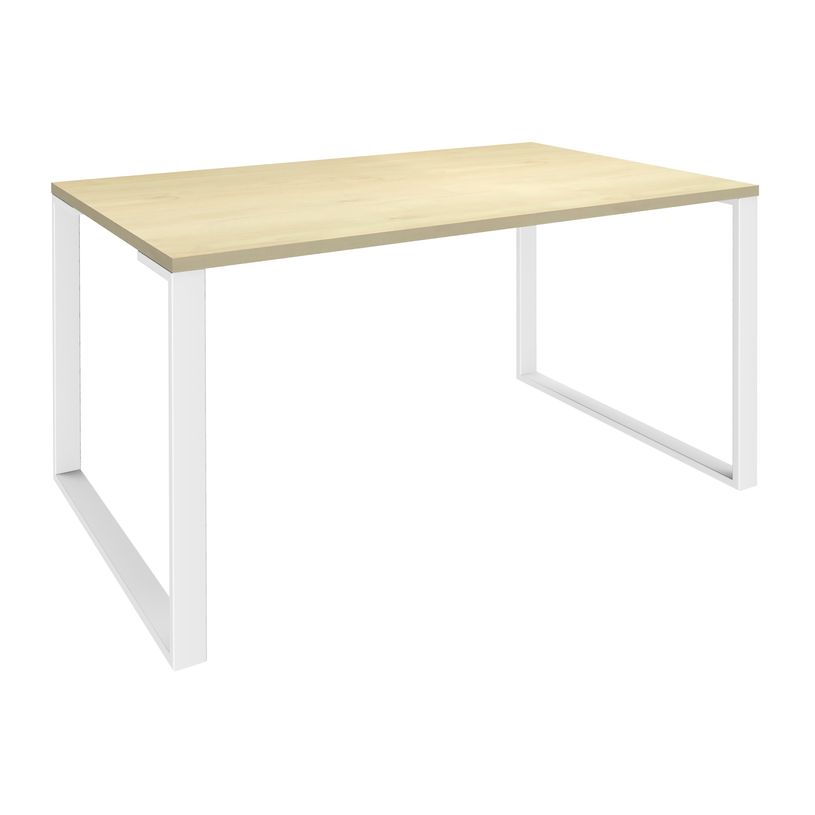 0404000122999-Bureau droit LOFTER - L160 cm - Plateau imitation Erable - pied Blanc-P_400012299_1-0