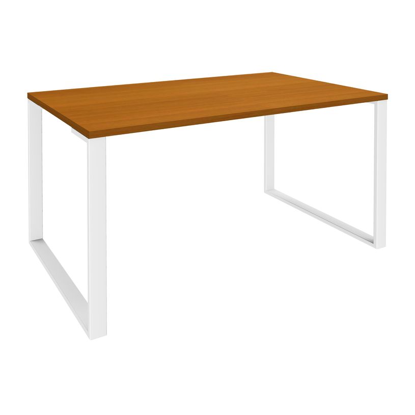 0404000123071-Bureau droit LOFTER - L180 cm - Plateau imitation Merisier - pied Blanc-P_400012307_1-0