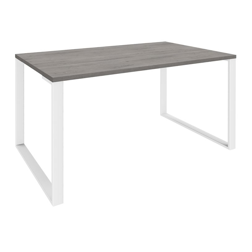 0404000123095-Bureau droit LOFTER - L180 cm - Plateau imitation chêne gris - pied Blanc-P_400012309_1-0