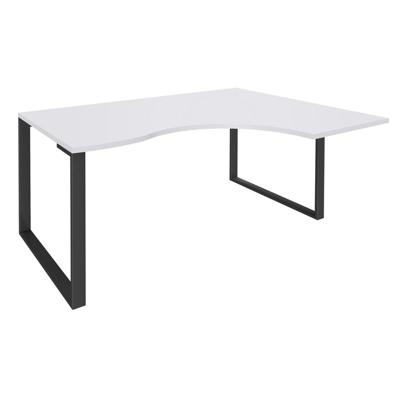 0404000123149-Bureau compact LOFTER - L160 cm - Retour à droite - Plateau Blanc - pied Carbone - (pied de renfort obligat-P_400012314_1-0